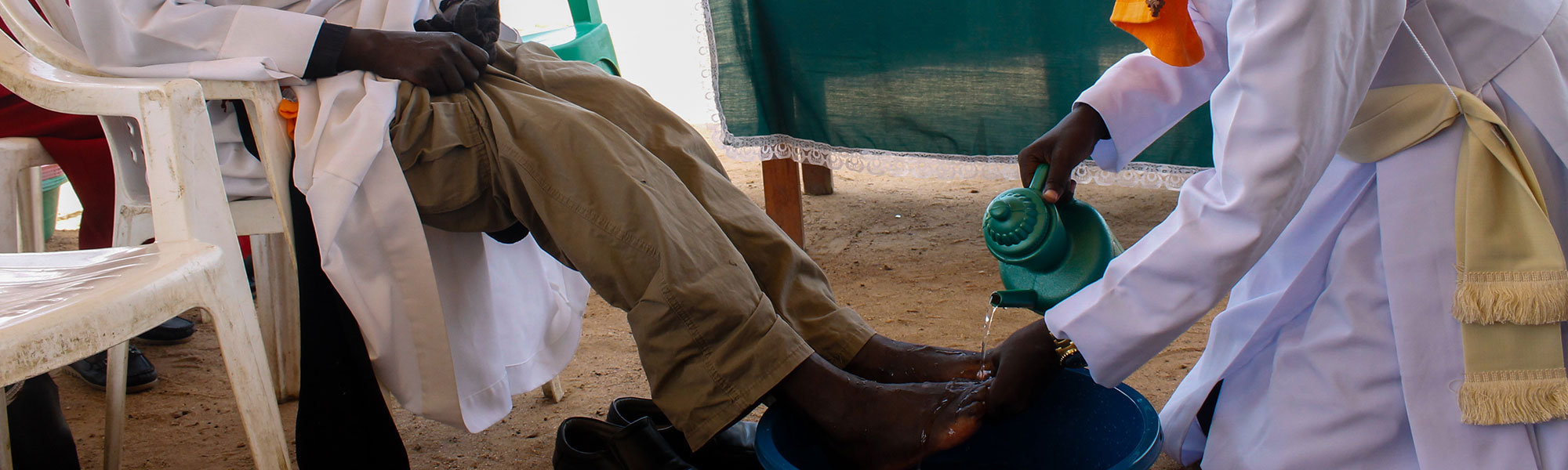 Rev. John Chol Daau, an Anglican Priest, former Lost Boy of Sudan, and Founder of the Good Shepherd Academy in Juba, South Sudan led Holy Thursday services at his school